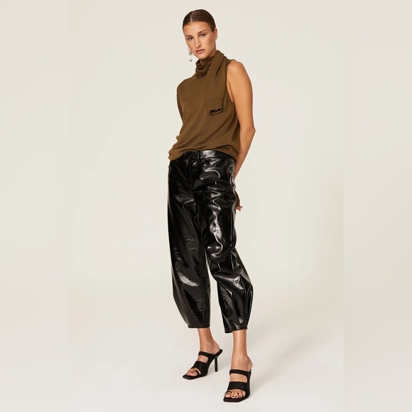 Tibi Faux Patent Leather Sculpted Pant